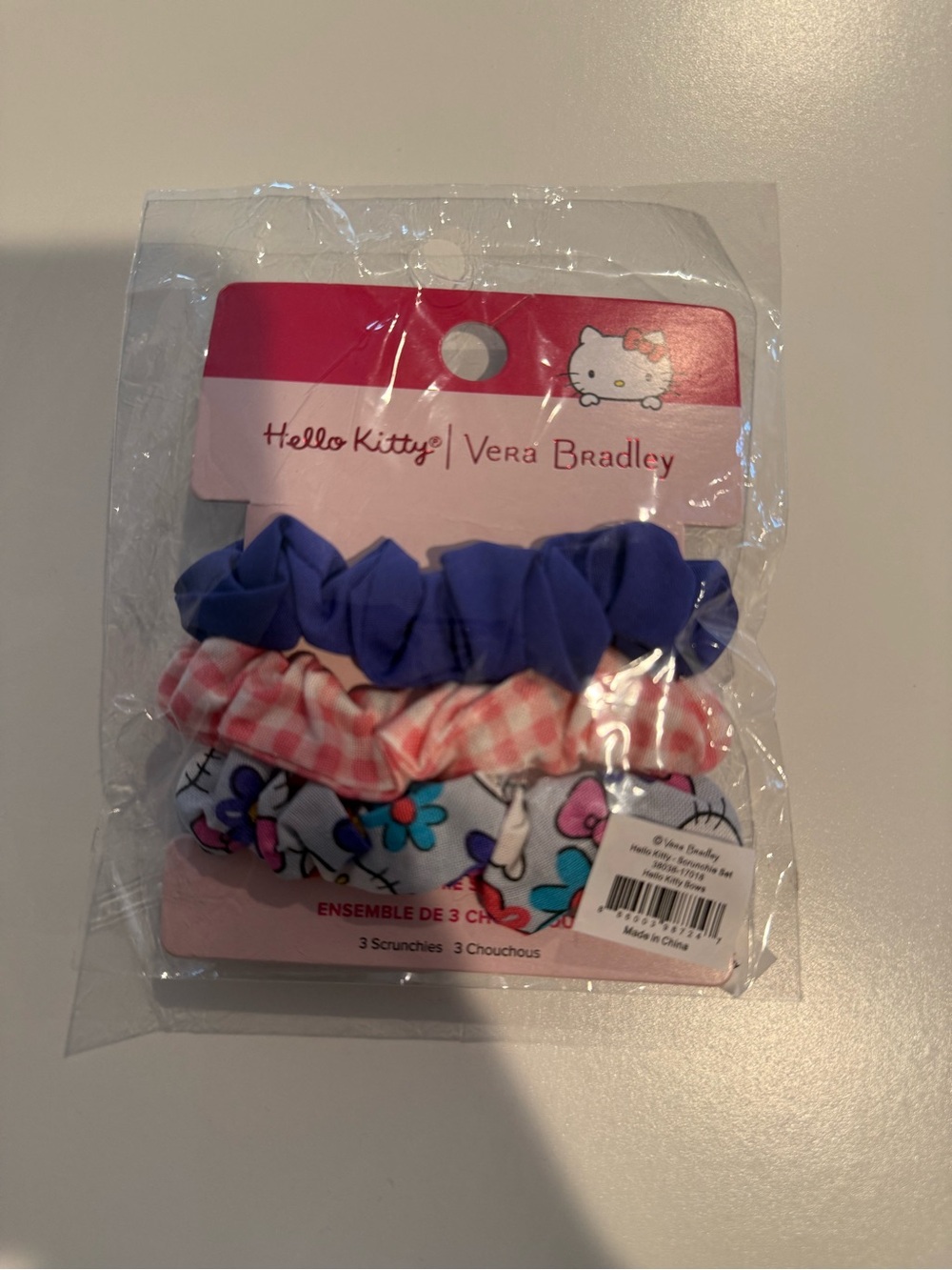 Vera Bradley Kids Hello Kitty Scrunchie Set in Purple, Pink & White